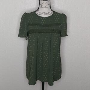 Falechay Embroidered Lace Detail Top Green Size XS